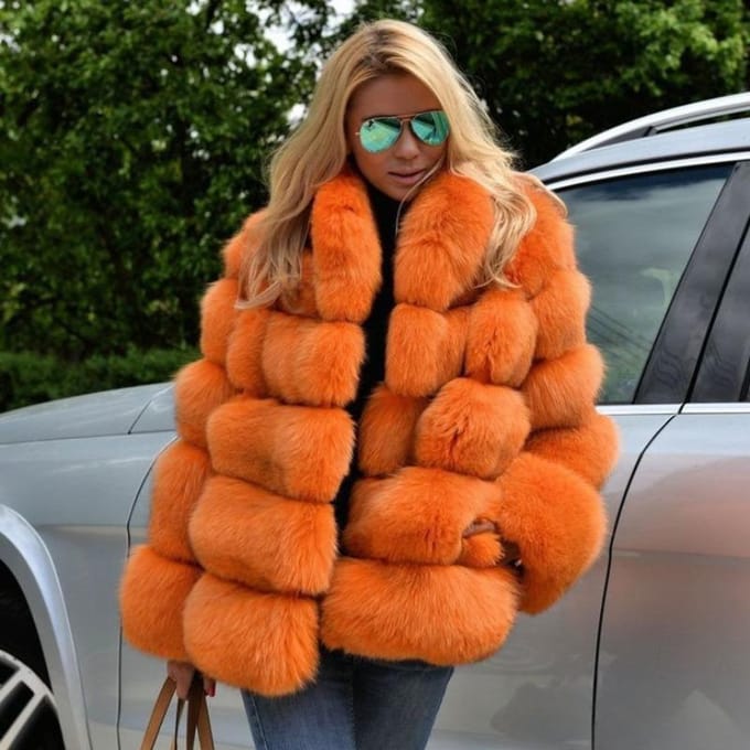 Pels Herfst en Winter Nieuwe Pelsjas Dames Imitatiepels Damesjas M orange