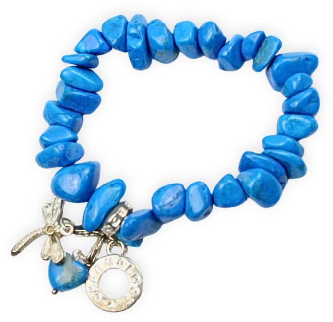 Split armband howliet blauw met bedels