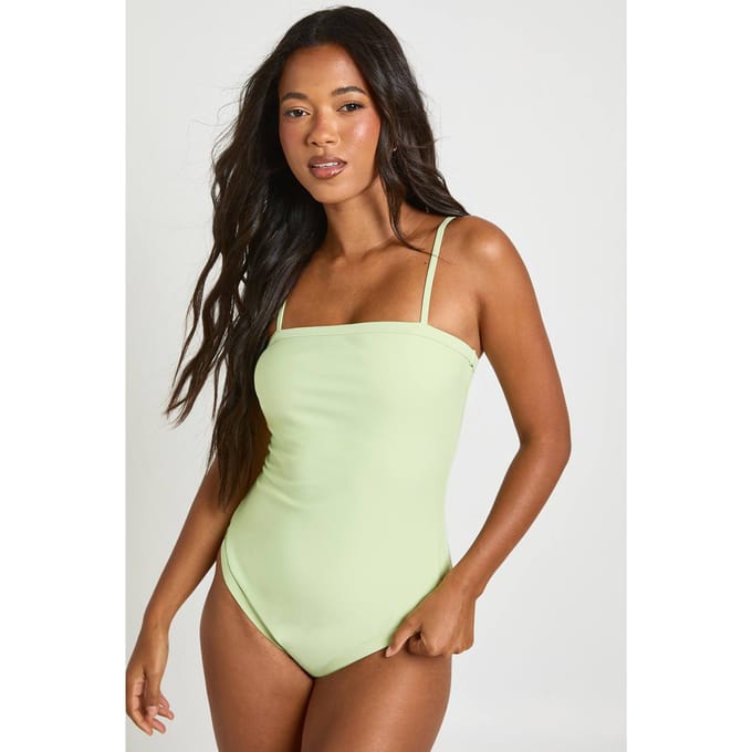 boohoo Dames Corrigerend Badpak Met Vierkante Hals | Pistache | Maat: 34