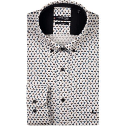 Giordano Overhemd Ivy Soft Twill Abstract Graphic Pattern Navy-Multi / male