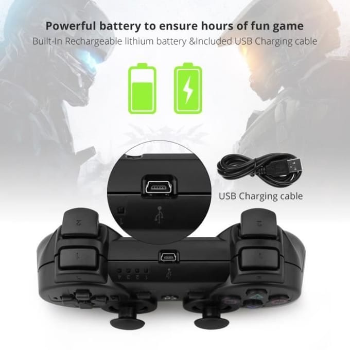 Ps3 Dualshock Controller zonder Draad Dubbele Trilling 6 As(Zesaxis) voor PS3-controller (Wit)