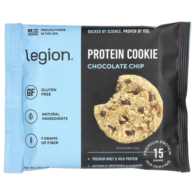 Legion Athletics, Biscuits protéinés, Pépites de chocolat, Paquet de 12, 2,19 oz (62g) chaque