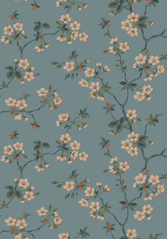 Boråstapeter Vliesbehang 4175 - Alla Tiders Hus - Botanisch Blauw - 53cm x 10.05m