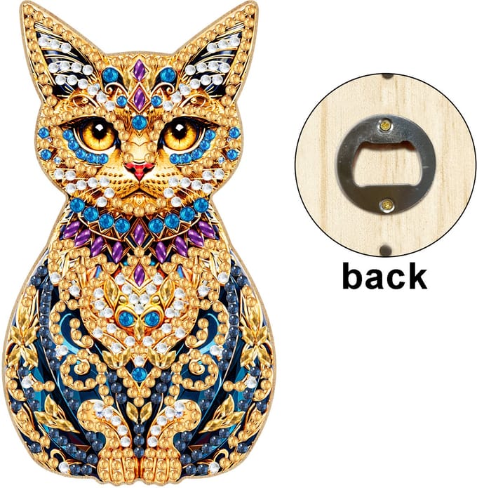 Flessenopener - 010 - Kat - diamond painting - compleet pakket - Diamond painting by Wietske