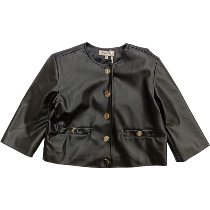 Twinset - Zwarte jas 00006 Ecopelle 231GJ2Q20