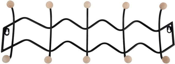 Present Time Kapstok Double Zig Zag - Zwart - 61x6.5x20cm - Scandinavisch