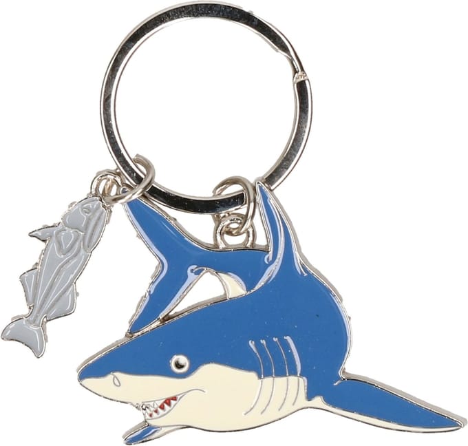 Nature Planet Sleutelhanger witte haai - metaal - 5 cm - Dieren cadeau - Kinderen