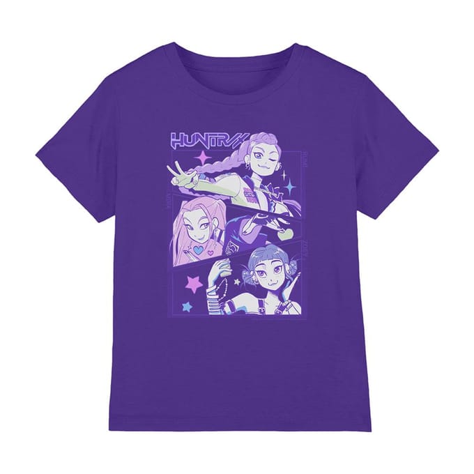 K-Pop Demon Hunters Kinderen/Kids Huntr/X Anime T-Shirt (Paars)