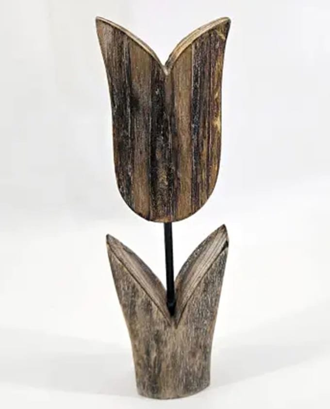 tulp op voet 28x9cm naturel wit