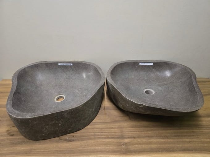 2 waskommen uit 1 steen - 53x49x15cm - FL23390