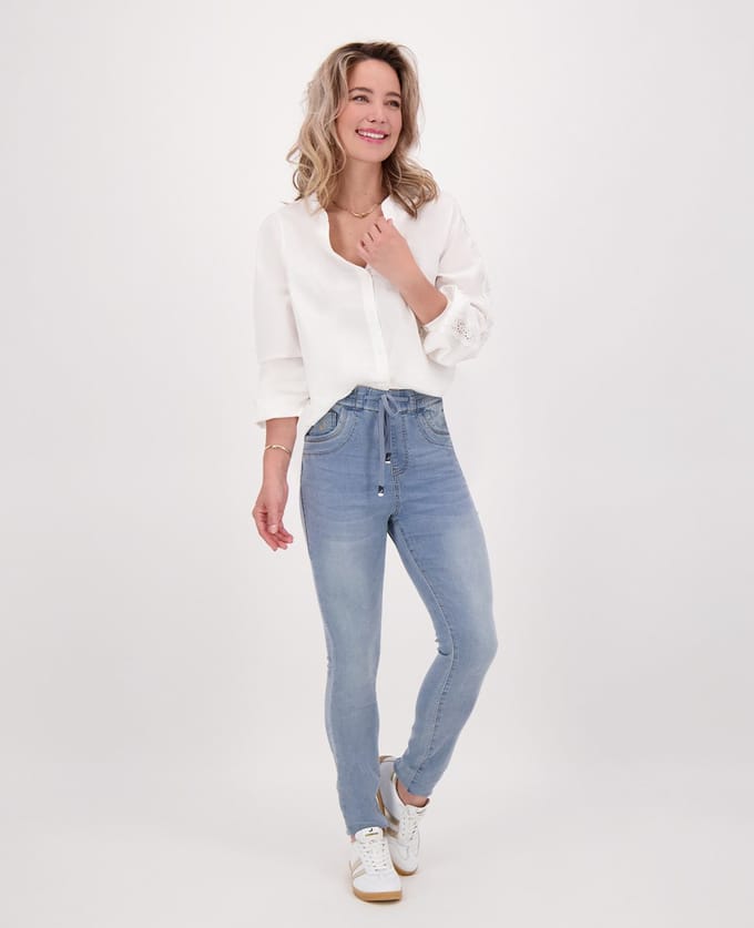 Je m'appelle Dames Broek Regular fit Met stretch - Blauw - Maat L