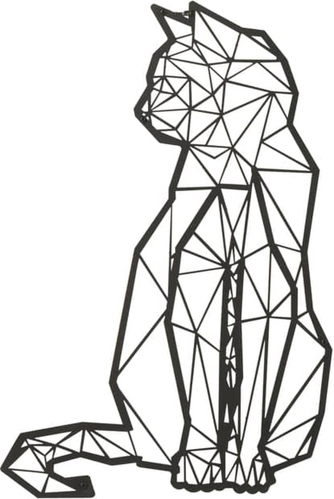 J-Line wanddecoratie Kat - metaal - zwart
