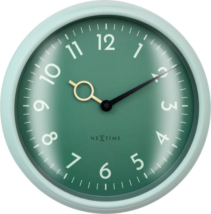 Wandklok 30,5cm - Stil - Zeegroen - ABS - NeXtime 'Golden Hour Wall'