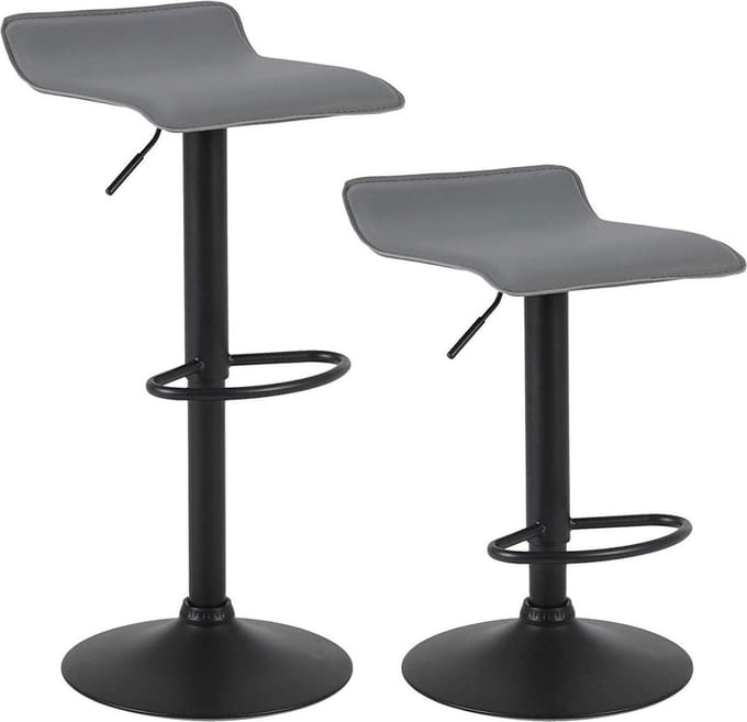 Barkrukken - Grijs - Zonder Rugleuning - Verstelbaar - Set van 2 - Zithoogte 56-78cm