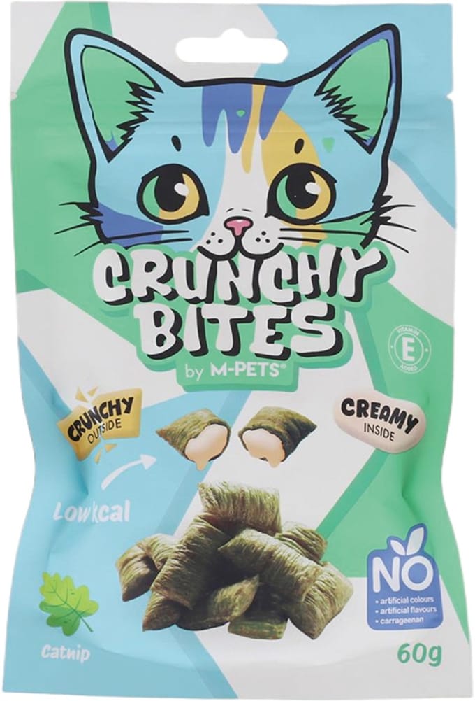 M-PETS CRUNCHY BITES kat snack kattenkruid - 60 g - per 12