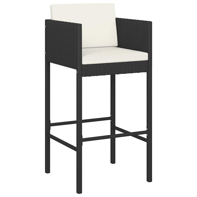 vidaXL - 5-delige - Tuinbarset - met - kussens - poly - rattan - zwart