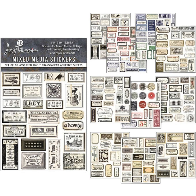 Mixed Media Sticker Set - Vintage Scripts