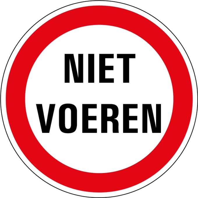 Niet voeren sticker 100 mm