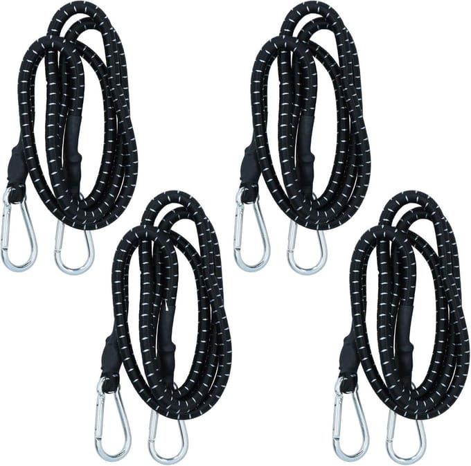 60 Inch Bungee Strap met Metalen Karabijnhaken - 4 Stuks