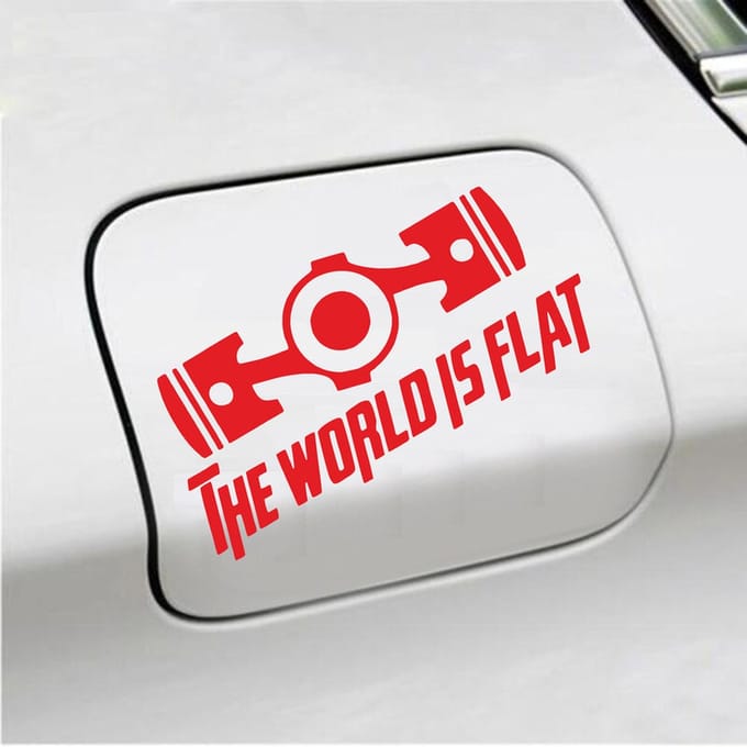 Bumpersticker - The World Is Flat - 14 X 19 - Rood
