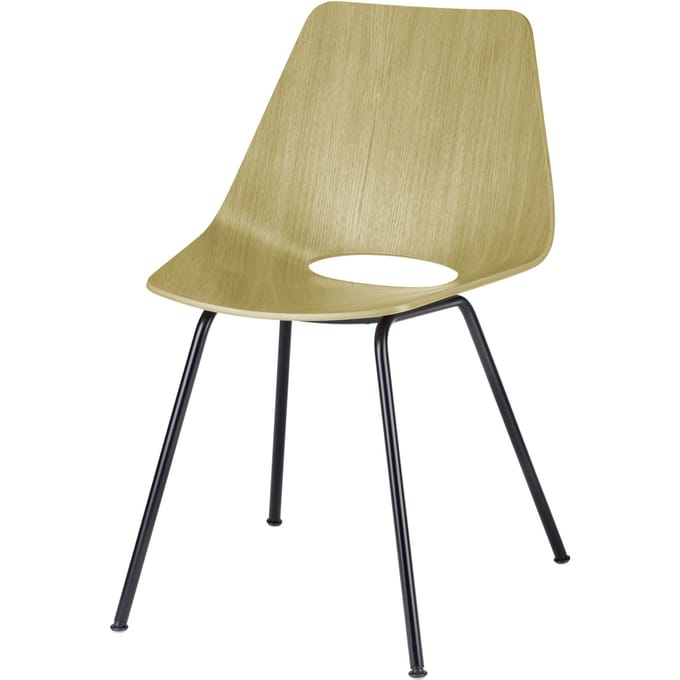 Thonet S 661 Stalen buisstoel - eiken helder gelakt - diepzwart