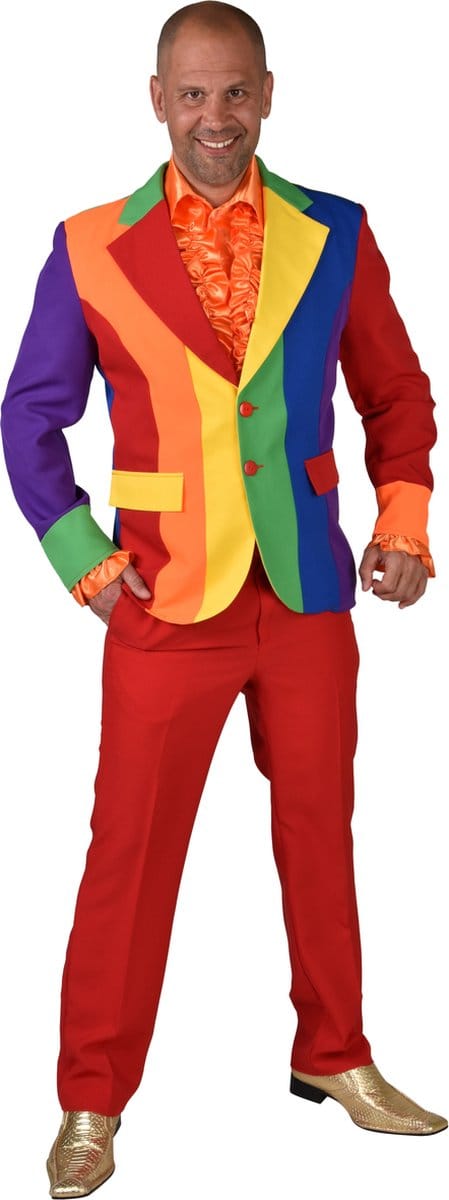 Magic Design Verkleedcolbert Regenboog Heren Polyester Maat L