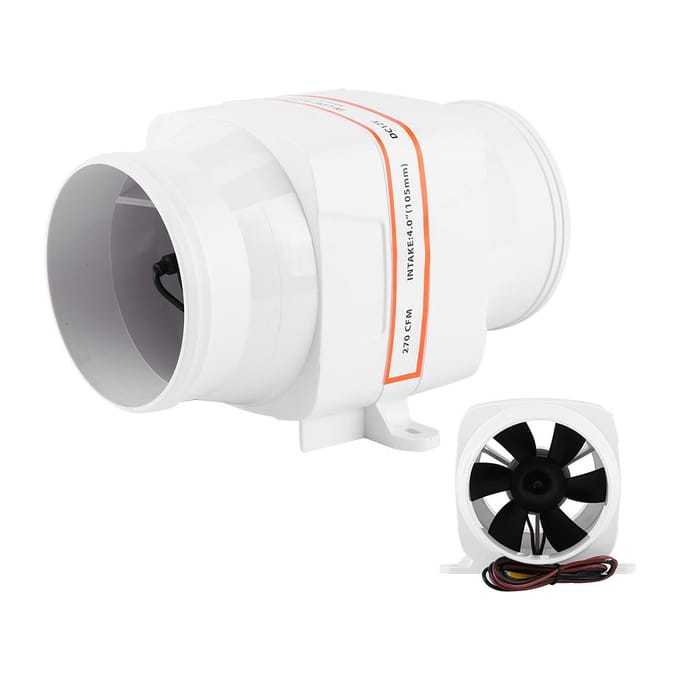 4in 270CFM Bilge Luchtblazer In-Line Marine DC Elektrische Ventilator Bootaccessoire 12V Wit white