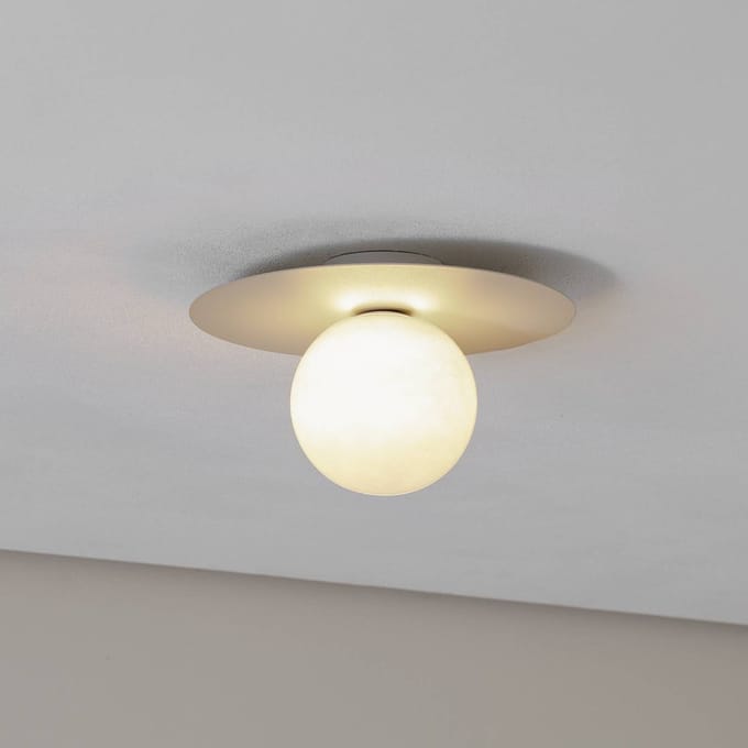 TK Lighting Plafondlamp Pixie, beige, glas, Ø 25 cm, bol, G9
