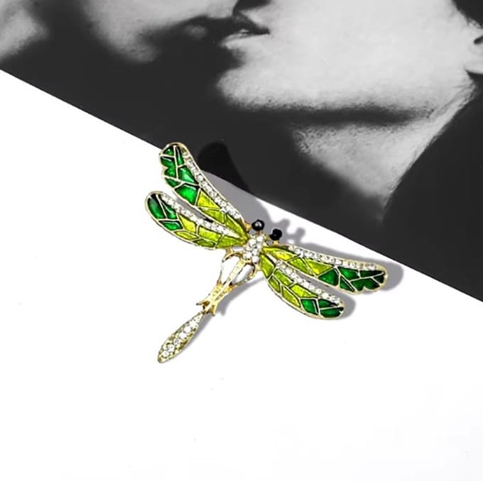 Actie4you® - Broche - Libelle - 68x55mm – Groen – Handbeschilderde Libelle Broche