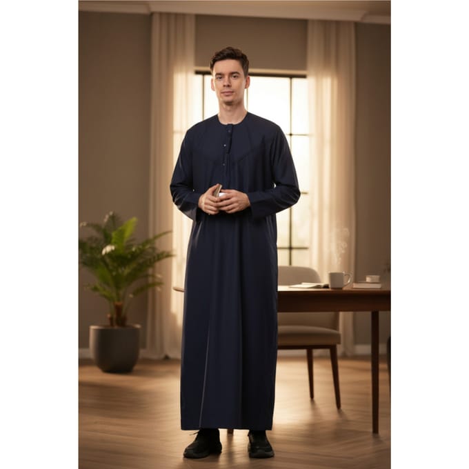 Heren Marine Eid Marokkaanse Jubba Robe Djellaba Ramadan Eid Thobe LFS-HM11