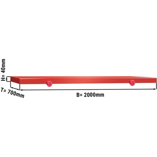 GGM Gastro Schneideplatte für Arbeitstisch - 2000x700mm - HACCP-Konform - Rot Rood