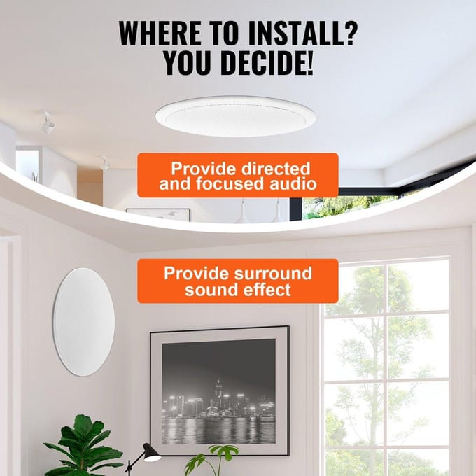 4 Pièces 8 Pouces Enceintes de Plafond 100W Encastrables Plafond et Mur