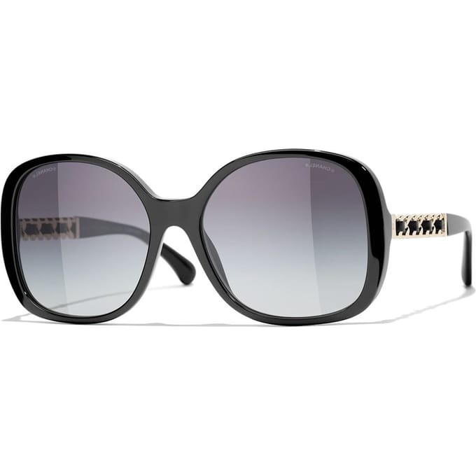 Chanel Mode Tendance Personnalité Forme Irrégulière Lunettes de Soleil Lunettes de Soleil Unisexe CH5470Q-C622S6 Basic Packaging-Eyeglass Case+Box,57mm,Black