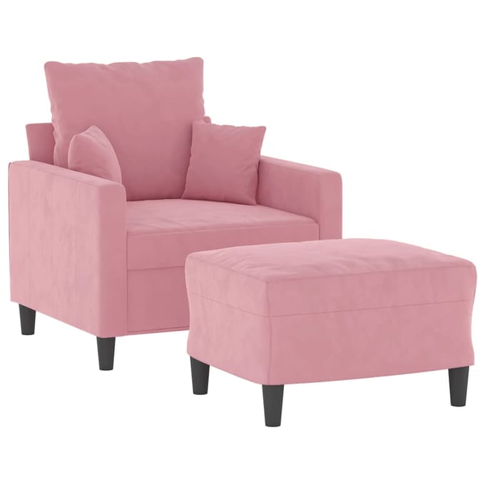 vidaXL - Fauteuil - met - voetenbank - 60 - cm - fluweel - roze