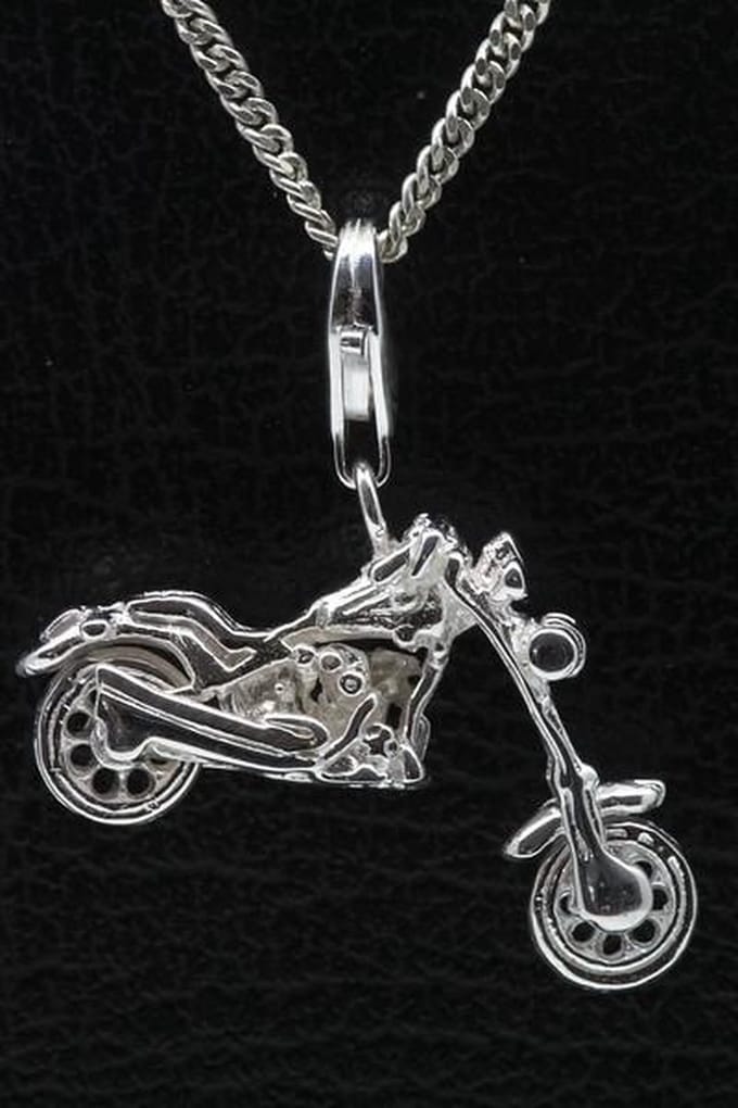 Zilveren Motor chopper hanger én bedel