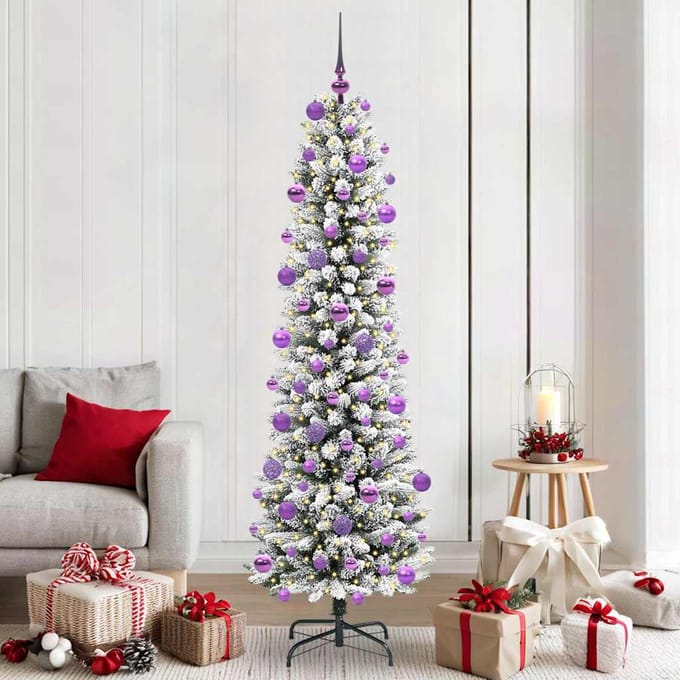 vidaXL - Kunstkerstboom - Wit - 210 - cm - PVC - en - Metaal - en - Plastic