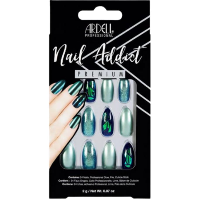 Ardell Nail Addict Groen Glitter Chroom Kunstnagels - 24 stuks