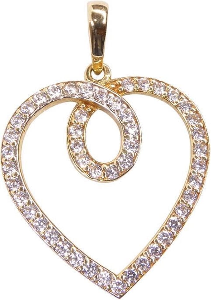 Bicolor gouden hart hanger met zirkonia