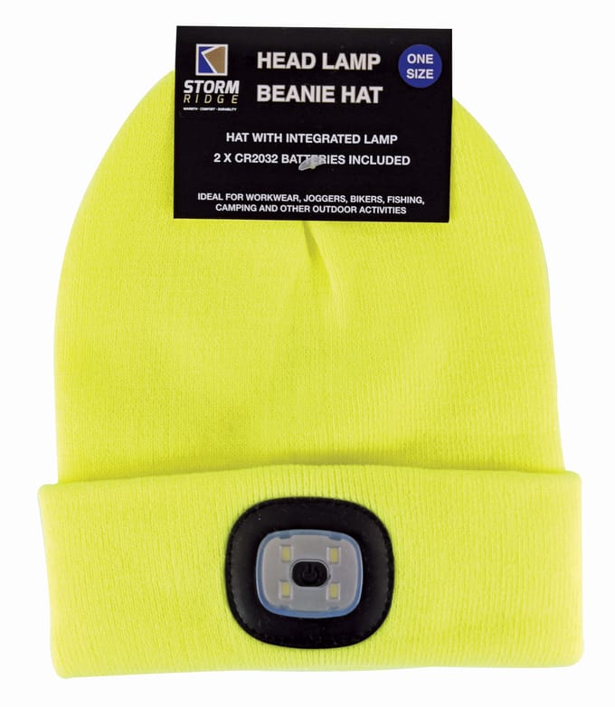 Gebreide wintermuts voor heren met led-gloeiend licht - Geel