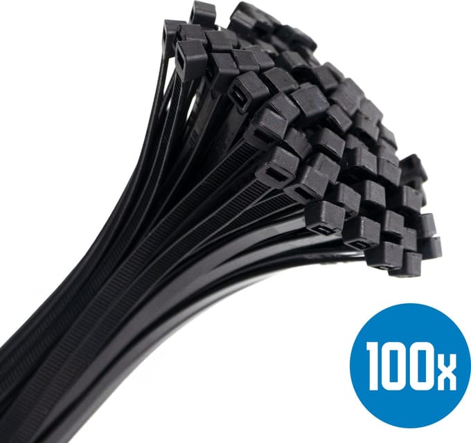 Kabelbinders 430 x 4,8 mm kabelhouder - Tyraps - Tie wraps zwart - 100 stuks kabelbinder - DULA
