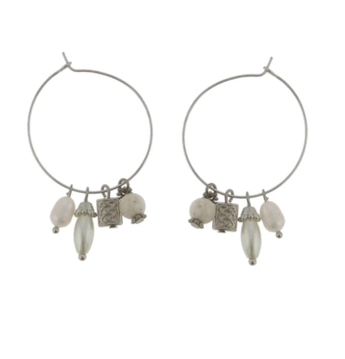 Behave - Oorbellen - Oorringen met parels - zilverkleur - boho chic - 4.5 cm
