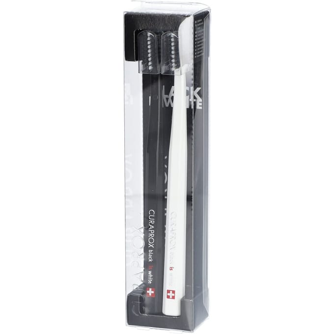 Brosse à dents CURAPROX Black is white Ensemble Blanc x Noir (BiW) 2 pièces blanc