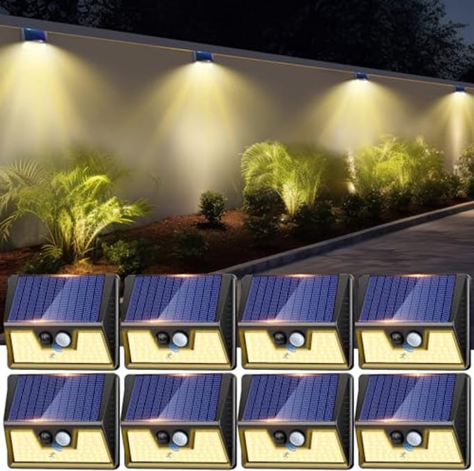 Led-spots voor buiten met bewegingsmelder - 8 stuks waterdichte solarlampen
