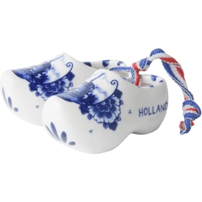 Heinen delfts blauw klompjes aan lint mini