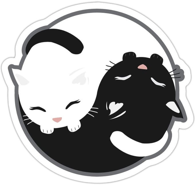 Yin Yang Katten Sticker maat S (10 x 10 cm)