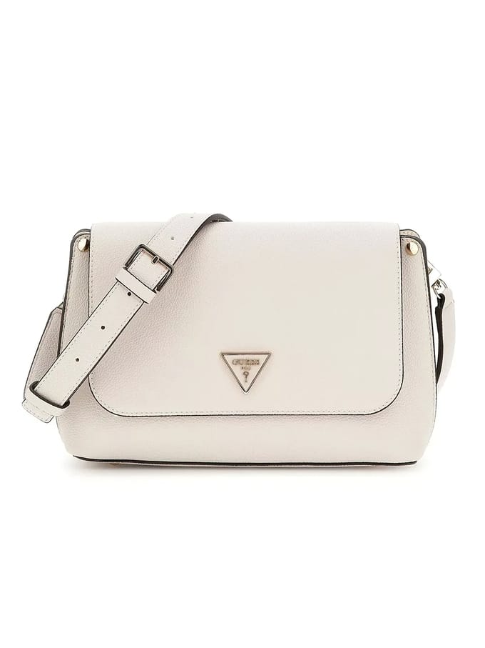 GUESS Schoudertas Meridian Flap Crossbody Bag Ivory Lichtgrijs