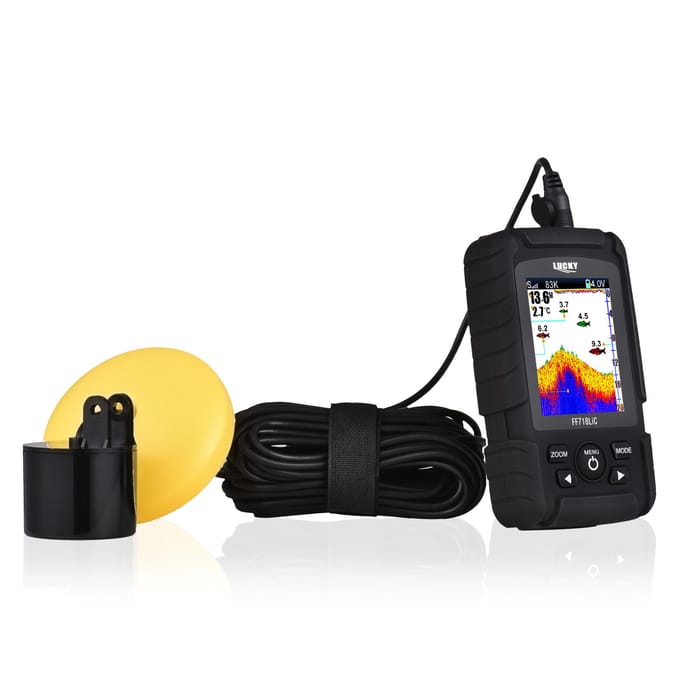 Draagbare visvinder Handheld bekabelde visdieptemeter Sonartransducer voor bootkajakvissen zwart