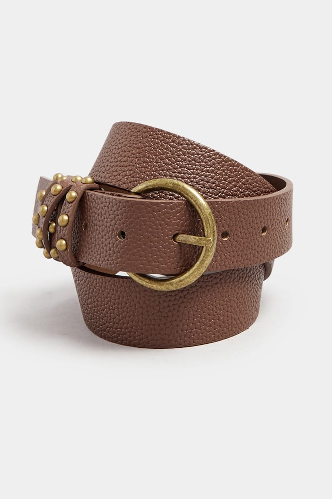 Yours Riem Van Imitatieleer Met Studdetail In Bruinsize 58-60