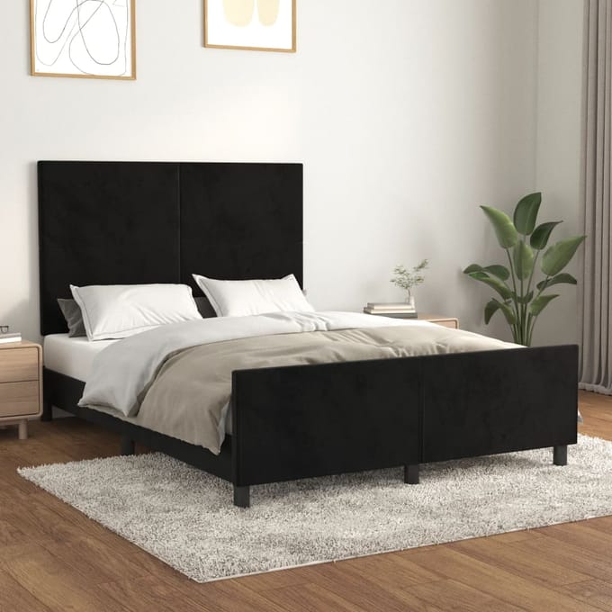 vidaXL - Bedframe - zonder - matras - 140x200 - cm - fluweel - zwart