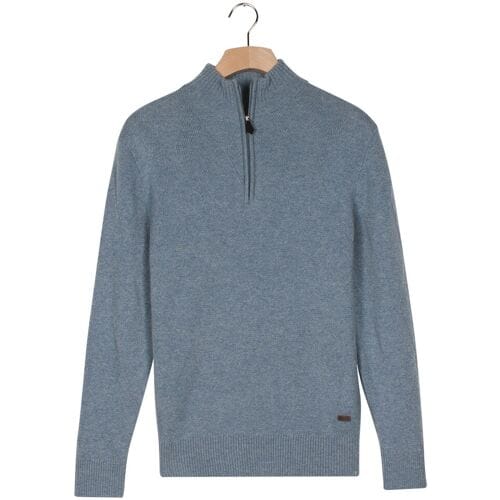 Baileys Trui Lambswool Half Zip Argyle Jacquard Knit Faded Denim Blue / male
